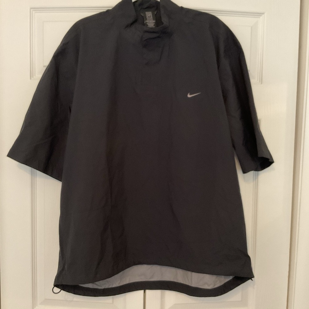 Nike Golf Coaches Jacket Men's XL Black Storm Fit Pullover 3 Snaps High Collar